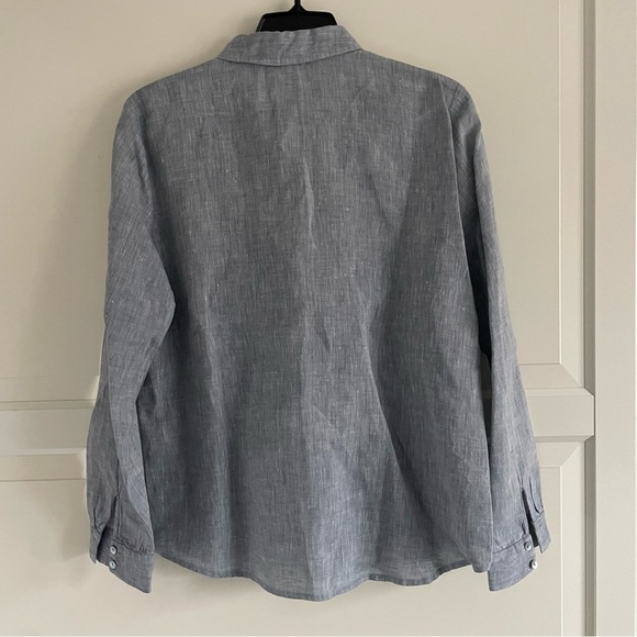 Eileen Fisher 100% linen gray button down shirt organic 20647 - Picture 2 of 9